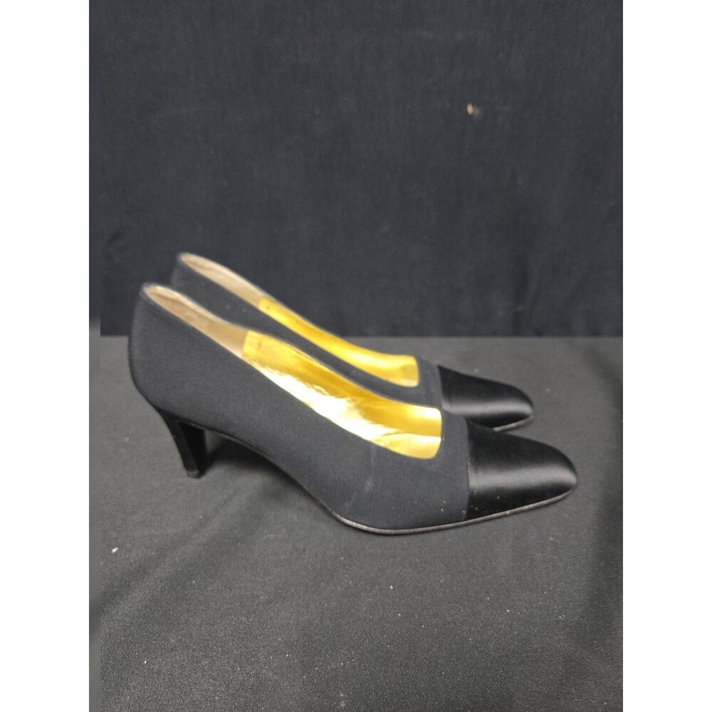 Bruno Magli Satin Cap Toe Heels Pumps Size 8 B Italy Vintage 1990s Bologna - Picture 3 of 7